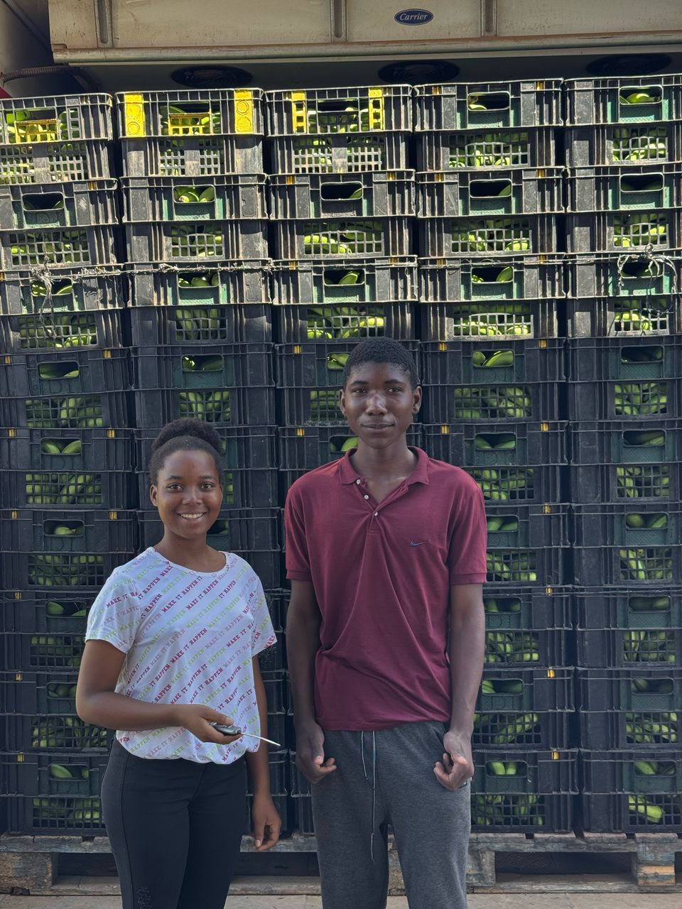 Students working in warehouse at FruitDirect